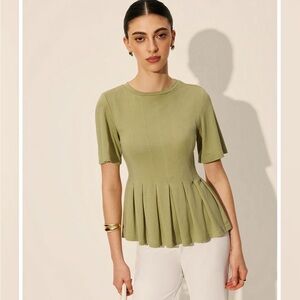 Commense Olive Green Short Sleeve Top